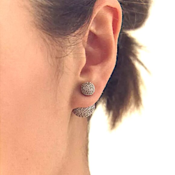 NEW~ Anthropologie Shashi Pavé Double Ball Front-Back Earrings - Picture 15 of 15